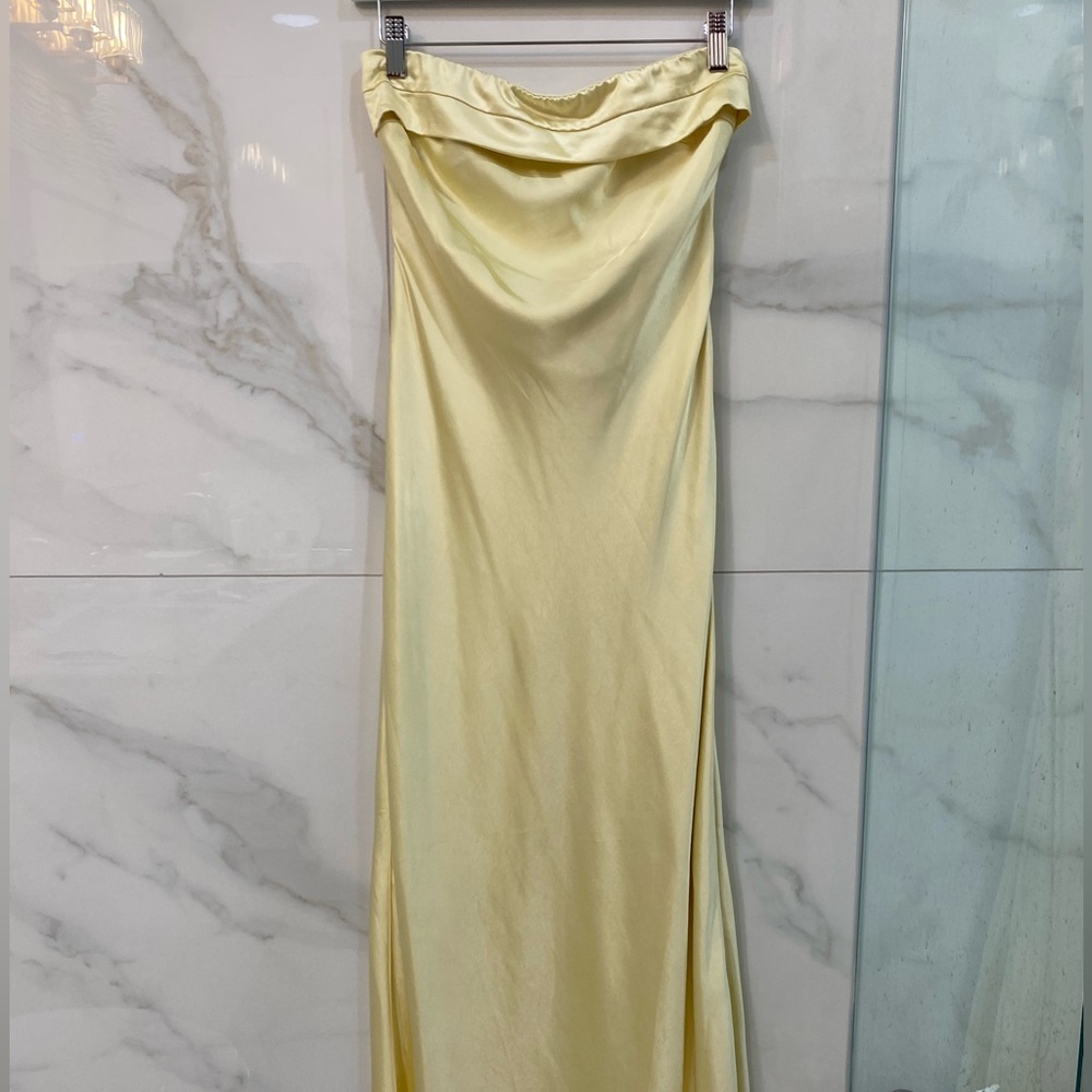 Yellow formal/prom maxi silk dress